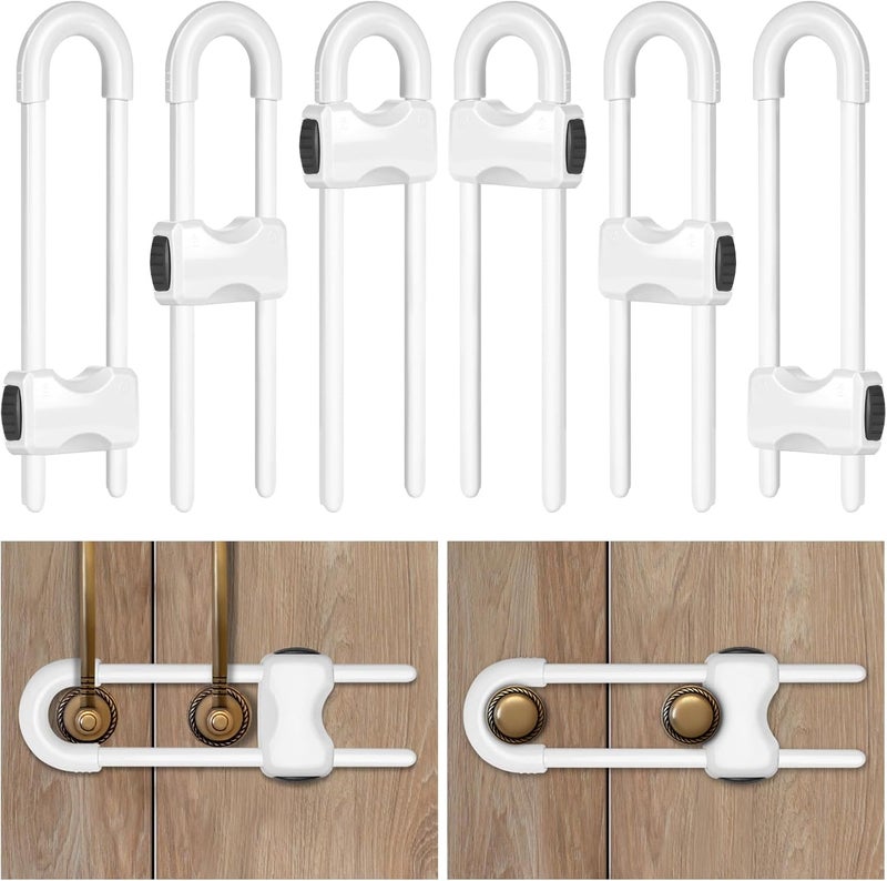kickic Cabinet Locks Baby Proofing,Child Proof Cabinet Locks,6 Pack Adjustable U Shaped Baby Proofing Cabinets,Child Locks for Cabinets and Drawers (White) - Image 1